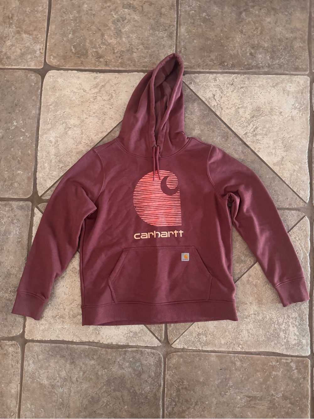 NWT - Carhartt Burgundy Graphic Pullover Hoodie - Rain Defender - Large